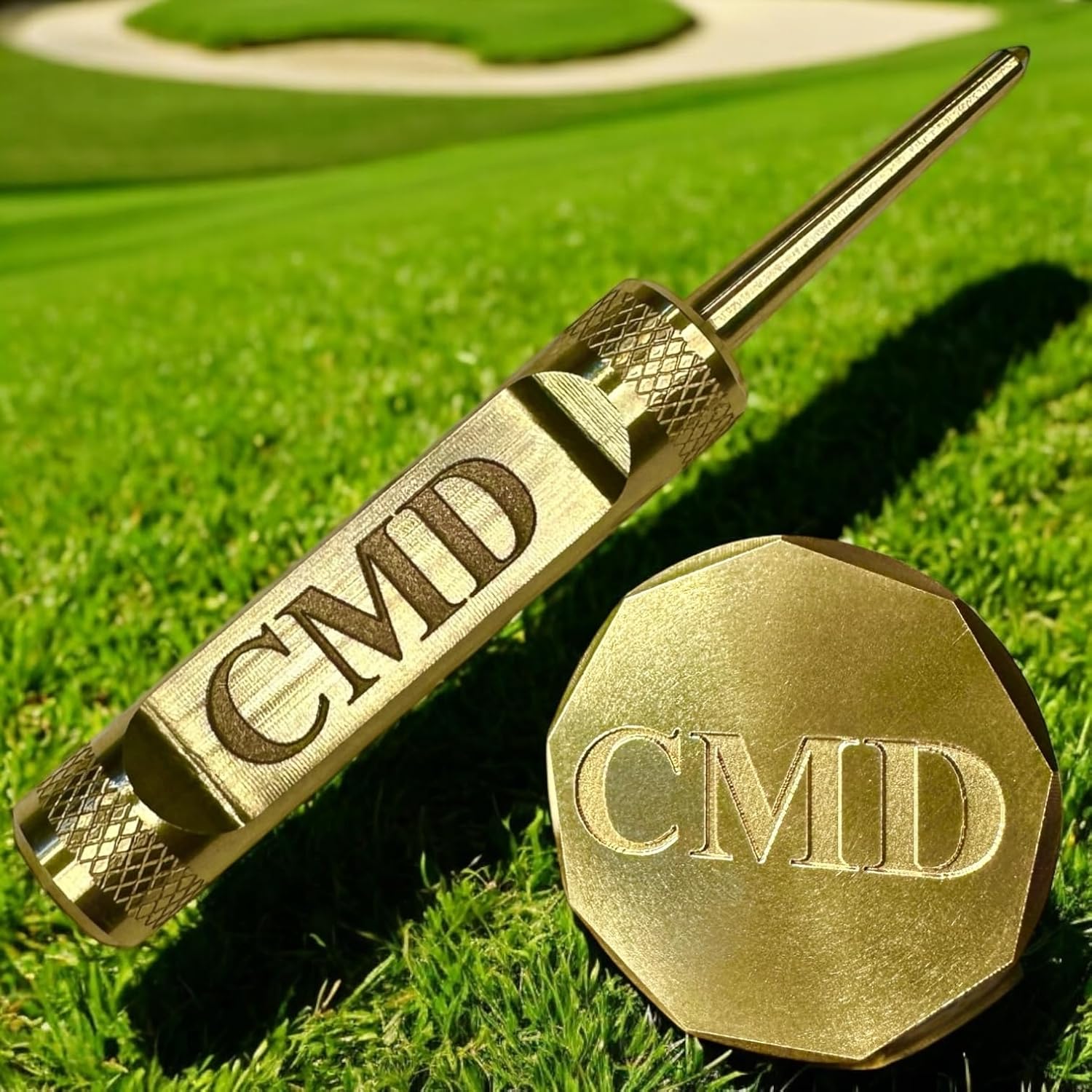 Personalized Golf Ball Marker & Golf Divot Tool - Solid Brass, 100% USA-Made Custom Golf Accessories for Men and Perfect Gifts for Golfers