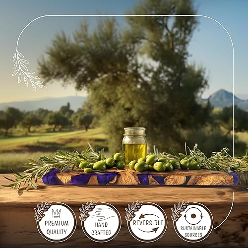 Miniatura 12 de Tabla de queso hecha a mano de madera de olivo con resina, tablas de embutidos y bandeja para servir, tabla de servir epoxi de madera, tabla