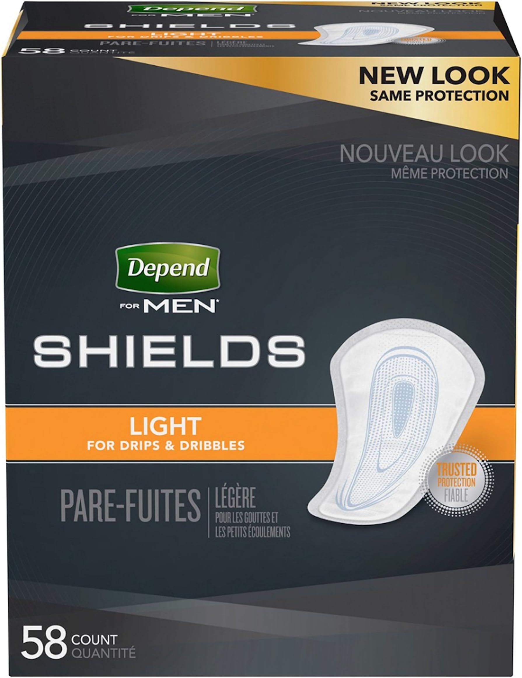 58 Count (1 Package) Depend Shields/Guard for Men Light Absorbency