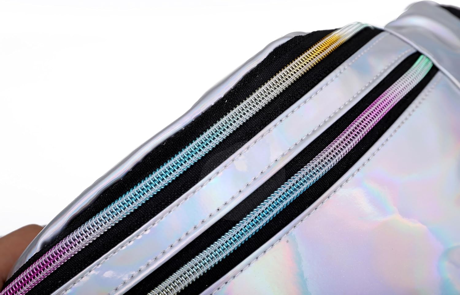 Metallic Color Holographic Fanny Pack Shiny Waist Packs Waterproof Belt Bag with Adjustable Belt for Women Men (Silver) - Image 9