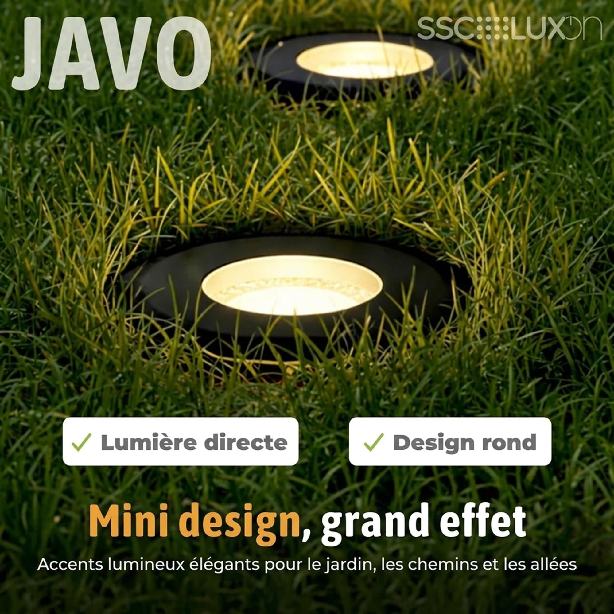SSC-LUXon JAVO spot encastrable LED extérieur IP67 230 V noir Ø 47 mm