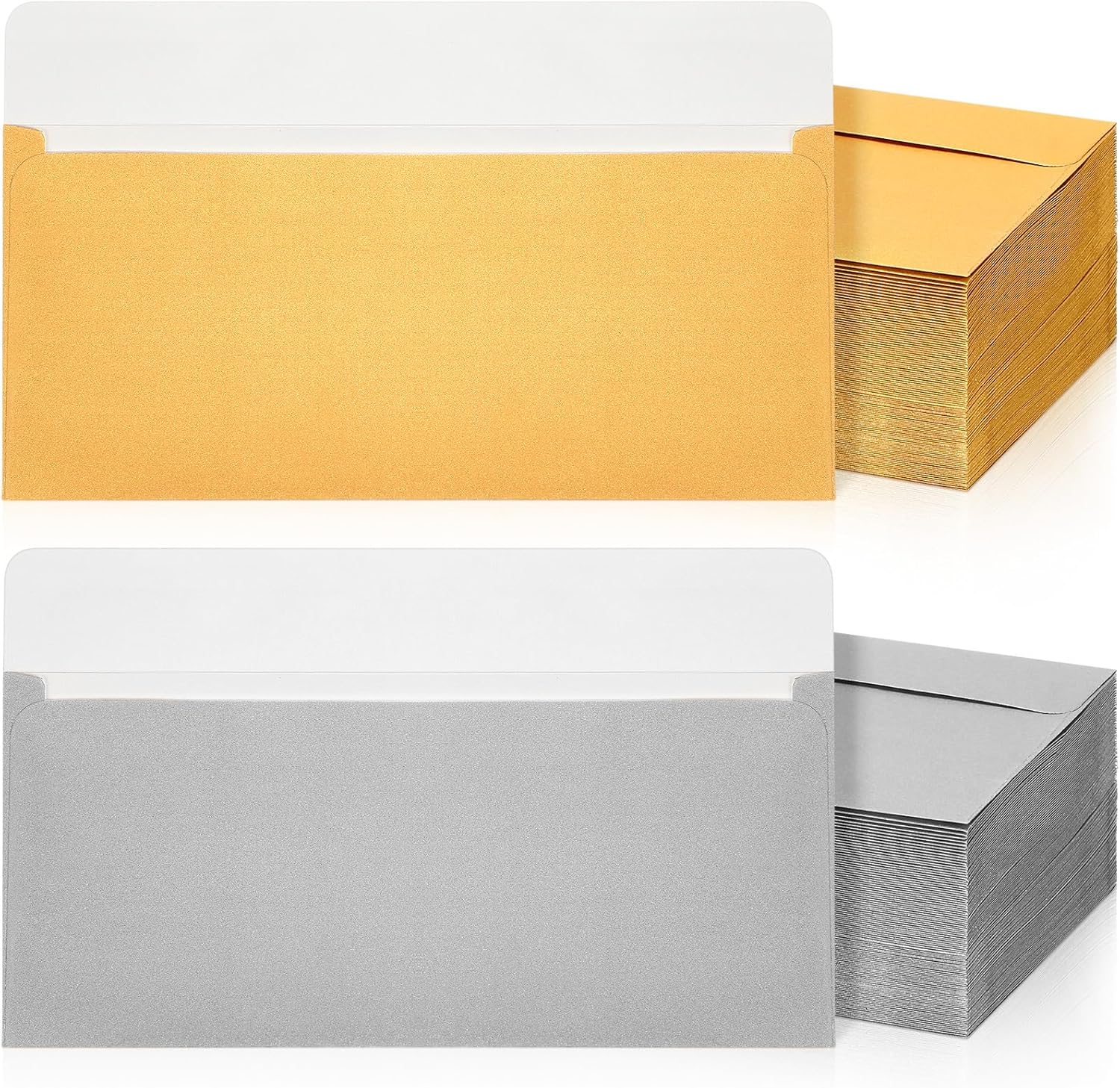 TaoBary 200 Pcs #10 Gold Silver Envelopes Business Envelopes Letter Size 4-1/8 x 9-1/2 Inch Self Adhesive for Office Check Letter Mailing Invoices New Year Valentine Wedding Graduation Party Supplies