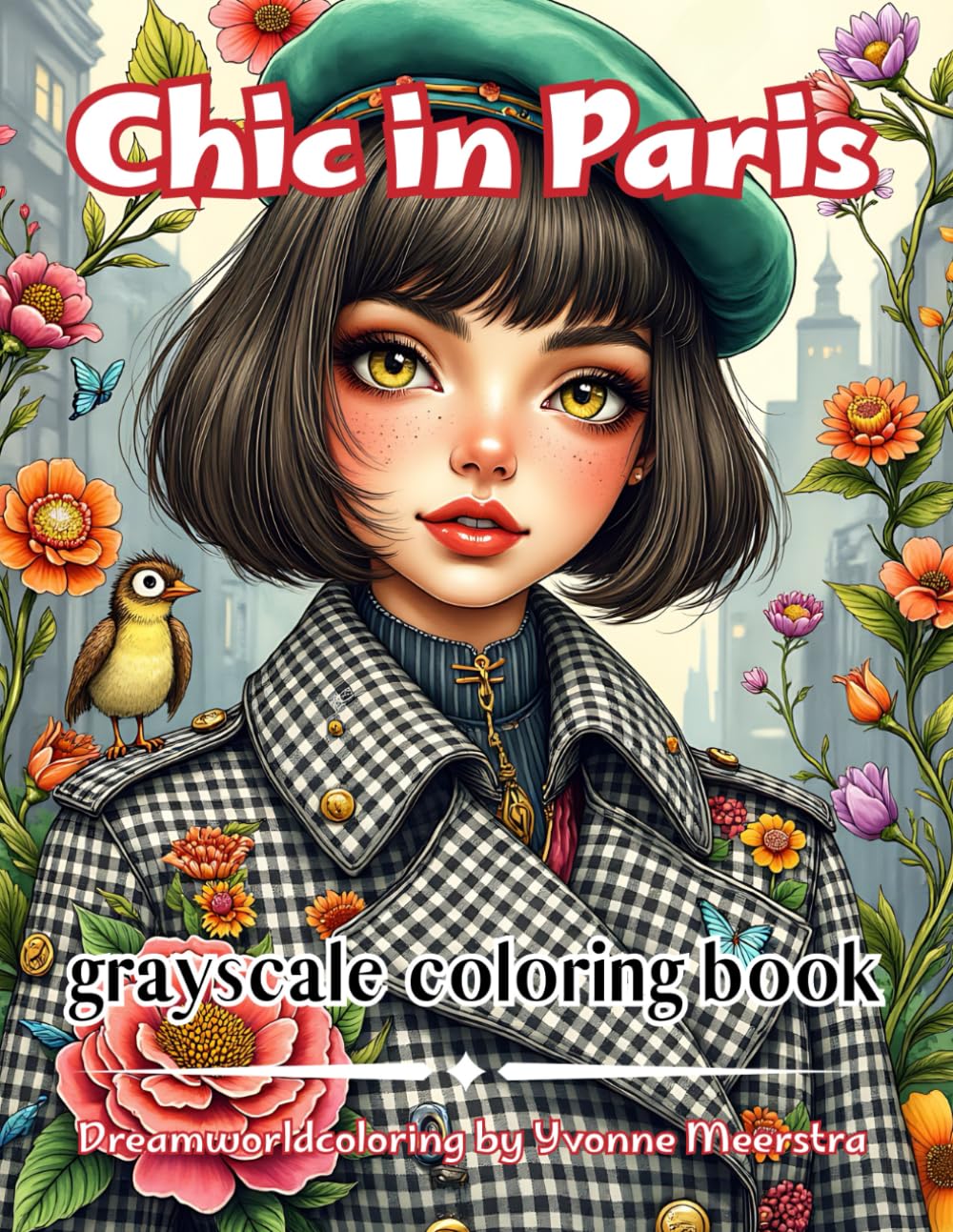 Chic in Paris: A stunning Parisian-style coloring journey filled with vintage charm, haute couture flair, and timeless feminine beauty