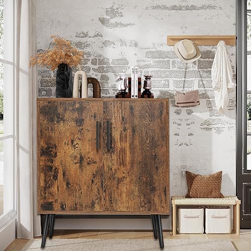 Miniatura 5 de AMZOOM Aparador de mediados de siglo con almacenamiento, armario de almacenamiento independiente con puerta y estantes para sala de estar,