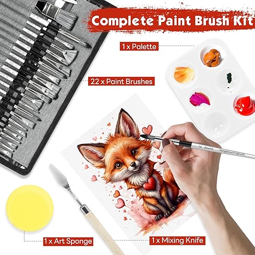 Miniatura 3 de Juego de pinceles de pintura 26 piezas de pinceles de pintura de nailon para niños, adultos y principiantes, serie de artistas profesionales con