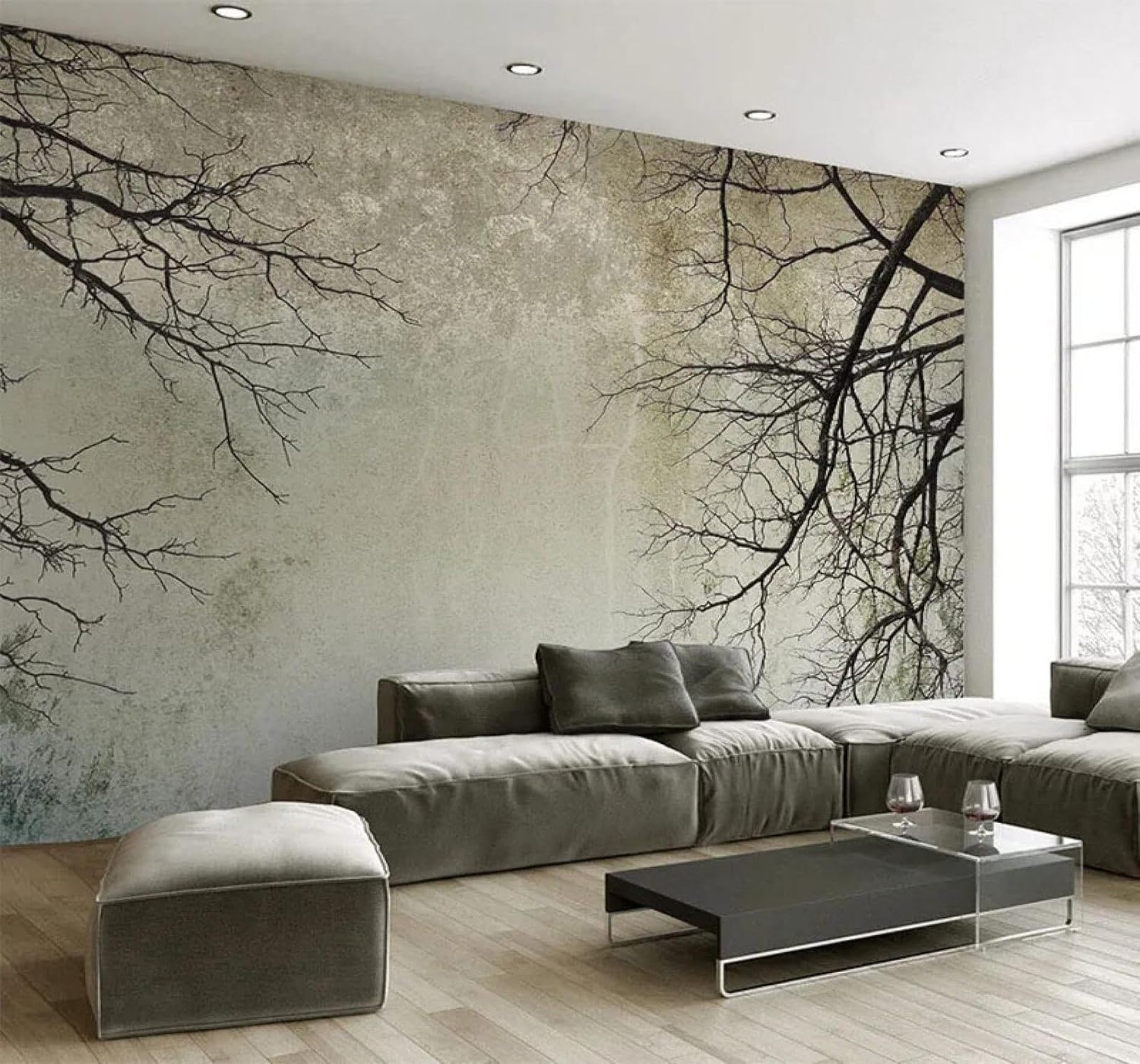 XLMING Vintage Hand Drawn Branches Sky Art 3D Wallpaper Luxury Home Dining Decor Paste Sofa Living Room The Wall for Bedroom Mural-430cm×300cm
