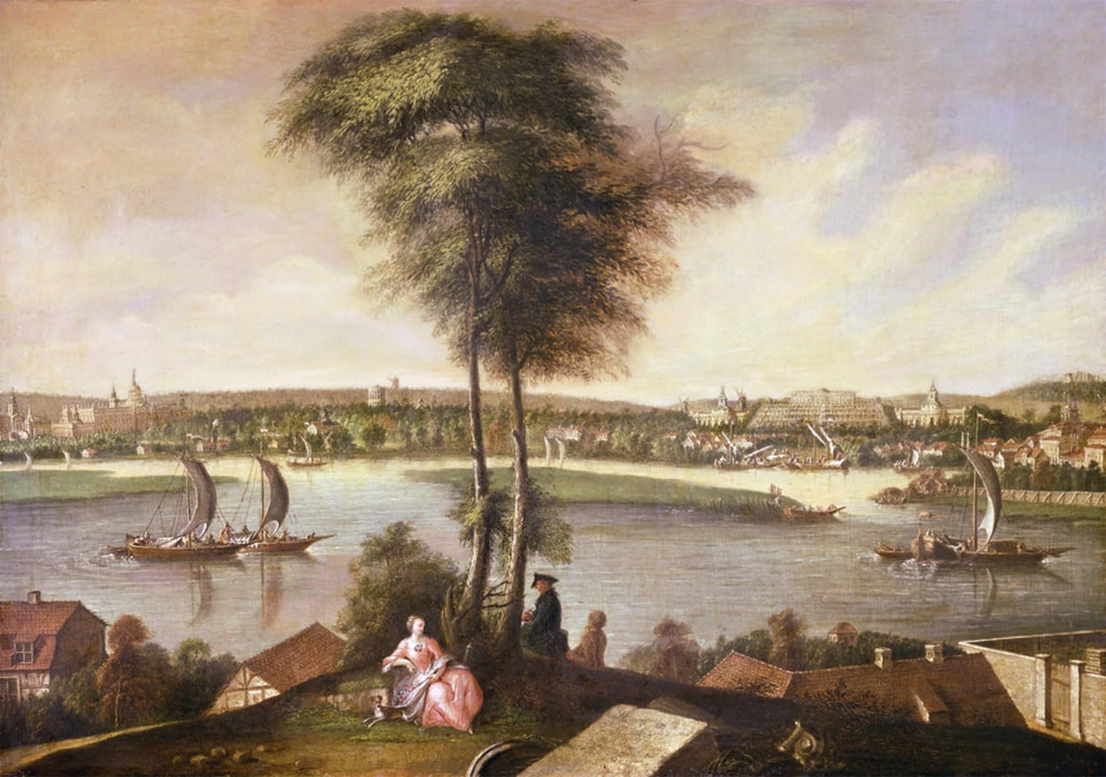 SERENDIPITP Abstract Painting Mural Print Picture Wall Decor Painting View of the Sanssouci Park by Johann Friedrich Meyer Vintage Wall Artwork for Home Decor 60x90cm