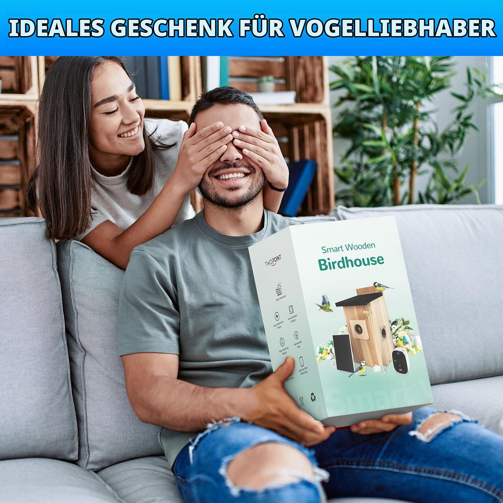 Smart Vogel Häuser für Außen Solar Powered, 4MP Vogelhaus Kamera für Outdoor, Watch Vogel Nesting & Hatting in Echtzeit, KI identifizieren Vogel Verhalten & Erstellen, DIY