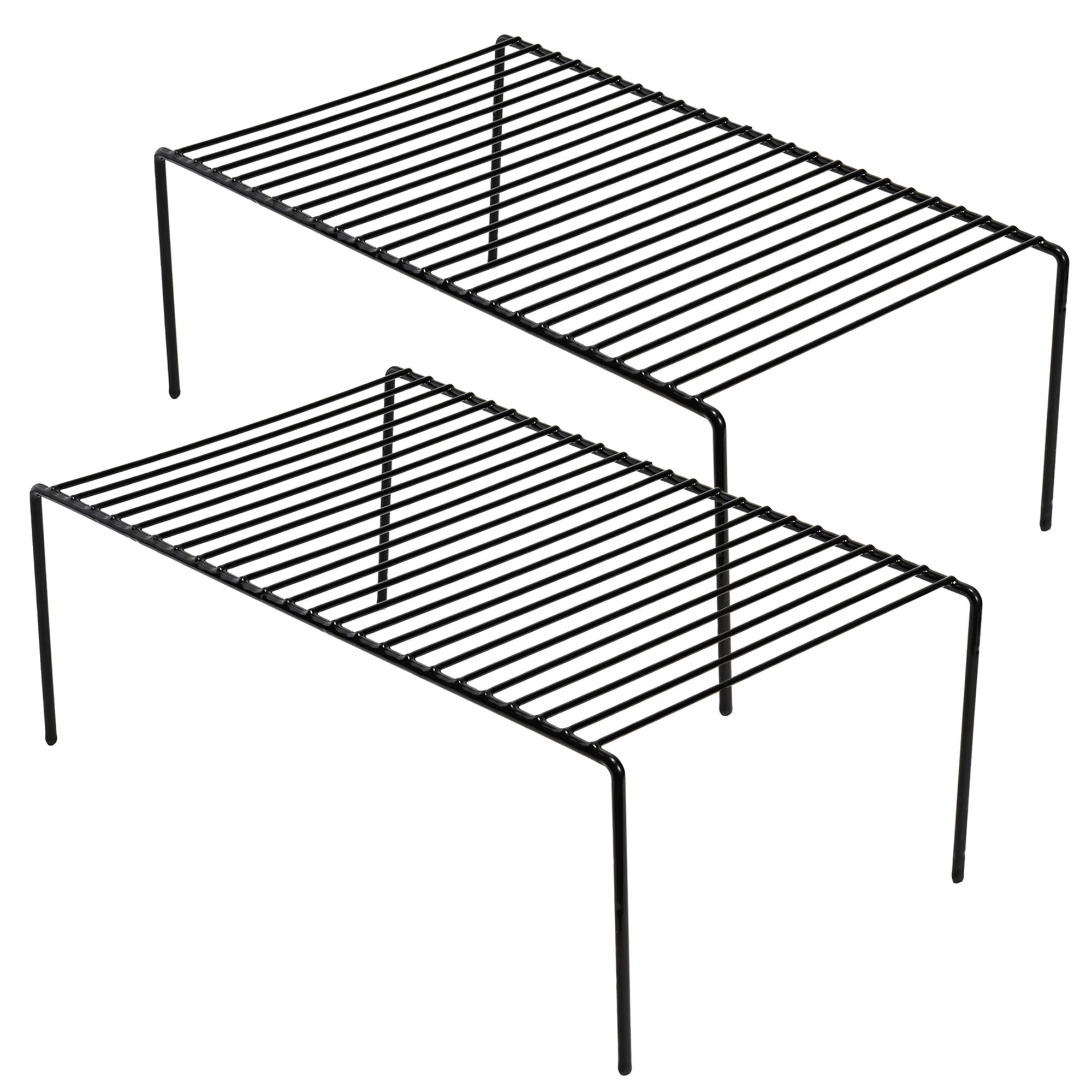 iPEGTOP Zestaw 2 półek do zamrażarki, duży (40 x 22 cm), nierdzewny organizer do przechowywania w kuchni ze stali nierdzewnej, oszczędność miejsca, na półki lodówki, spiżarni, blaty, czarny