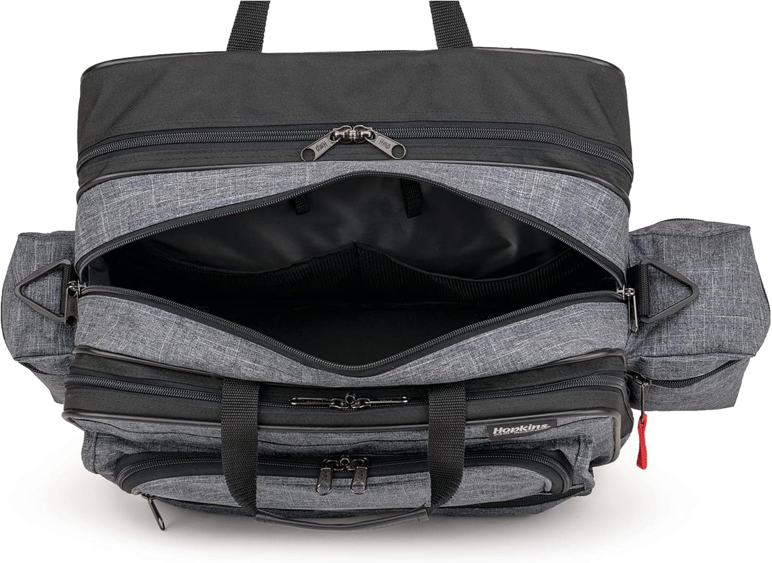 Hopkins Medical Products Travel Safe Rolling Travel Bag, Laptop Sleeve, Lockable File Pocket, Waterproof, Extra-Wide Wheels, Adjustable Strap, EZ-View Pockets, Heather Gray, 16 Inches x 13 Inches x 9