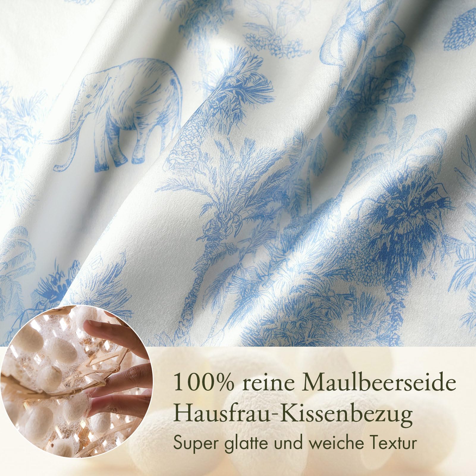 LILYSILK 100% 19MM Maulbeerseide Kissenbezug mit Umschlagverschluss superweiche Kissenhülle für besseren Schlaf und Haarpflege(La Terra Muster，40x80cm)