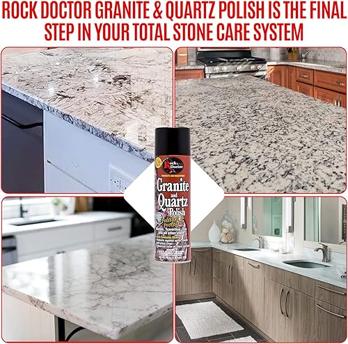 Miniatura 5 de Rock Doctor Spray y superficie de granito, lata de 18 onzas, azulejos pulidos, mármol, encimera de cocina y superficies de piedra natural, brillo