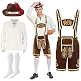 Men’s German Bavarian Oktoberfest Costume Set, Beer Costume Hat for Adults Halloween and Beer Festival