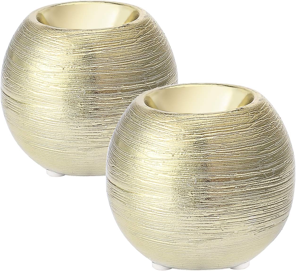 Golden Tea Light, 3.4-inch Round Candle Holders, Set of 2, Gold