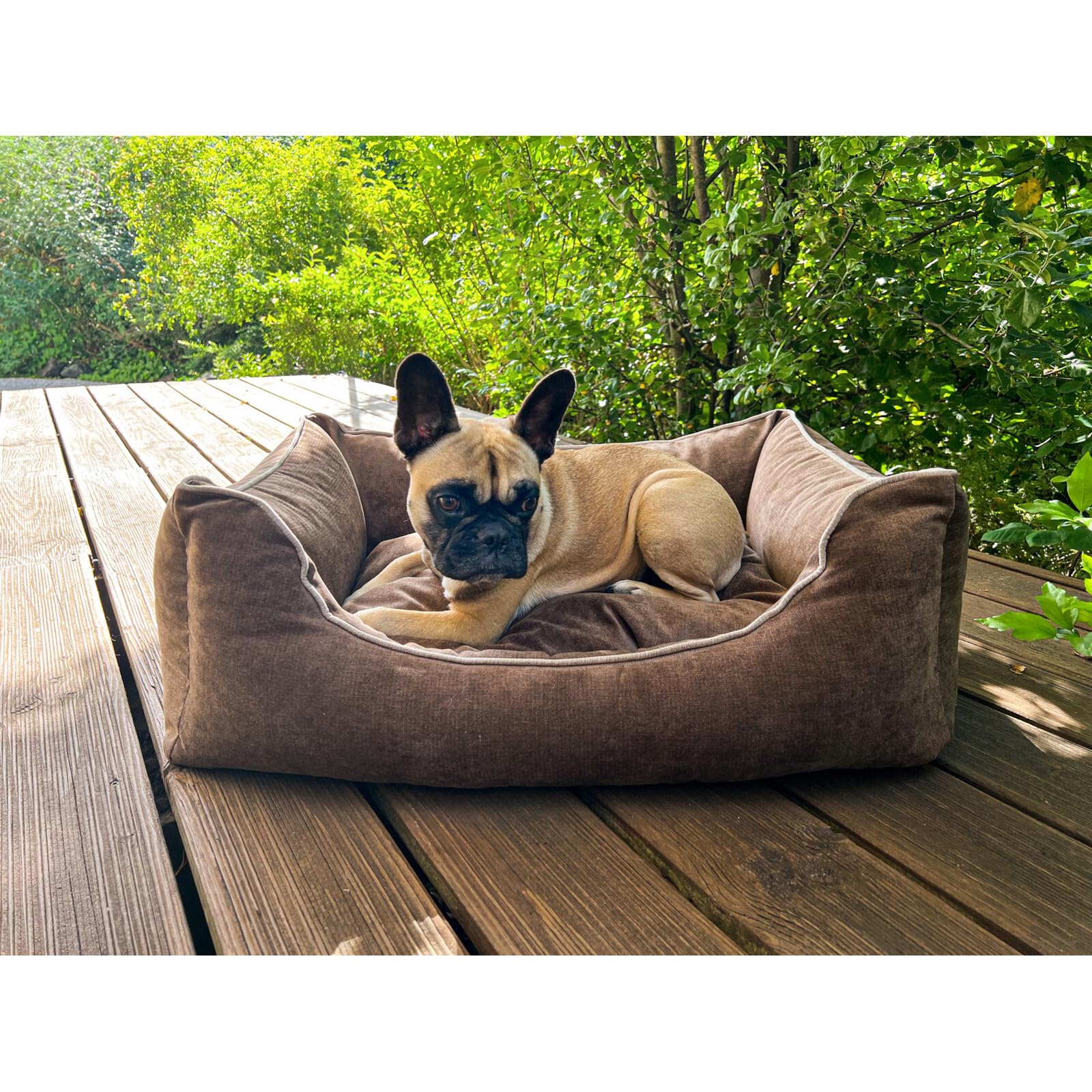 Aumüller Divano per cani Ortho Line, marrone – 100 cm – Divano ortopedico per cani | Cuscino reversibile con memory foam | Rivestimento rimovibile | Prodotto in Europa