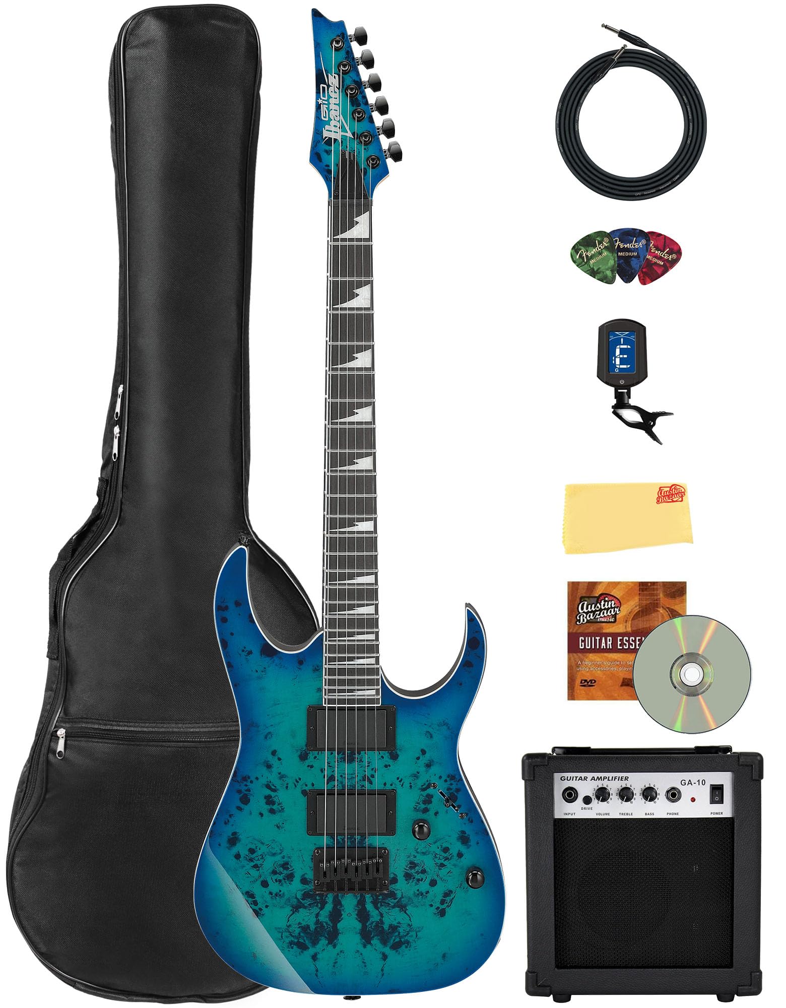 Amazon.com: Ibanez GRGR221PA RG Gio Electric Guitar - Aqua Burst