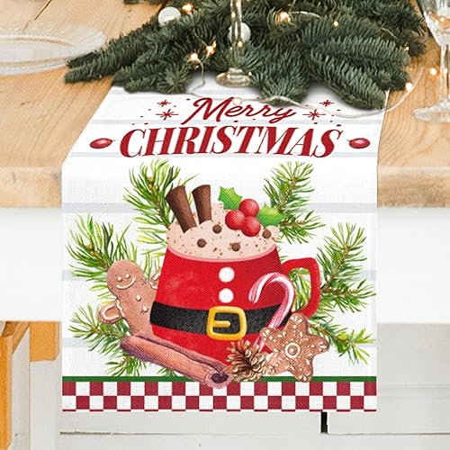 Miniatura 2 de Camino de mesa de Navidad para decoración de Navidad, camino de mesa de 108 pulgadas de largo con pan de jengibre