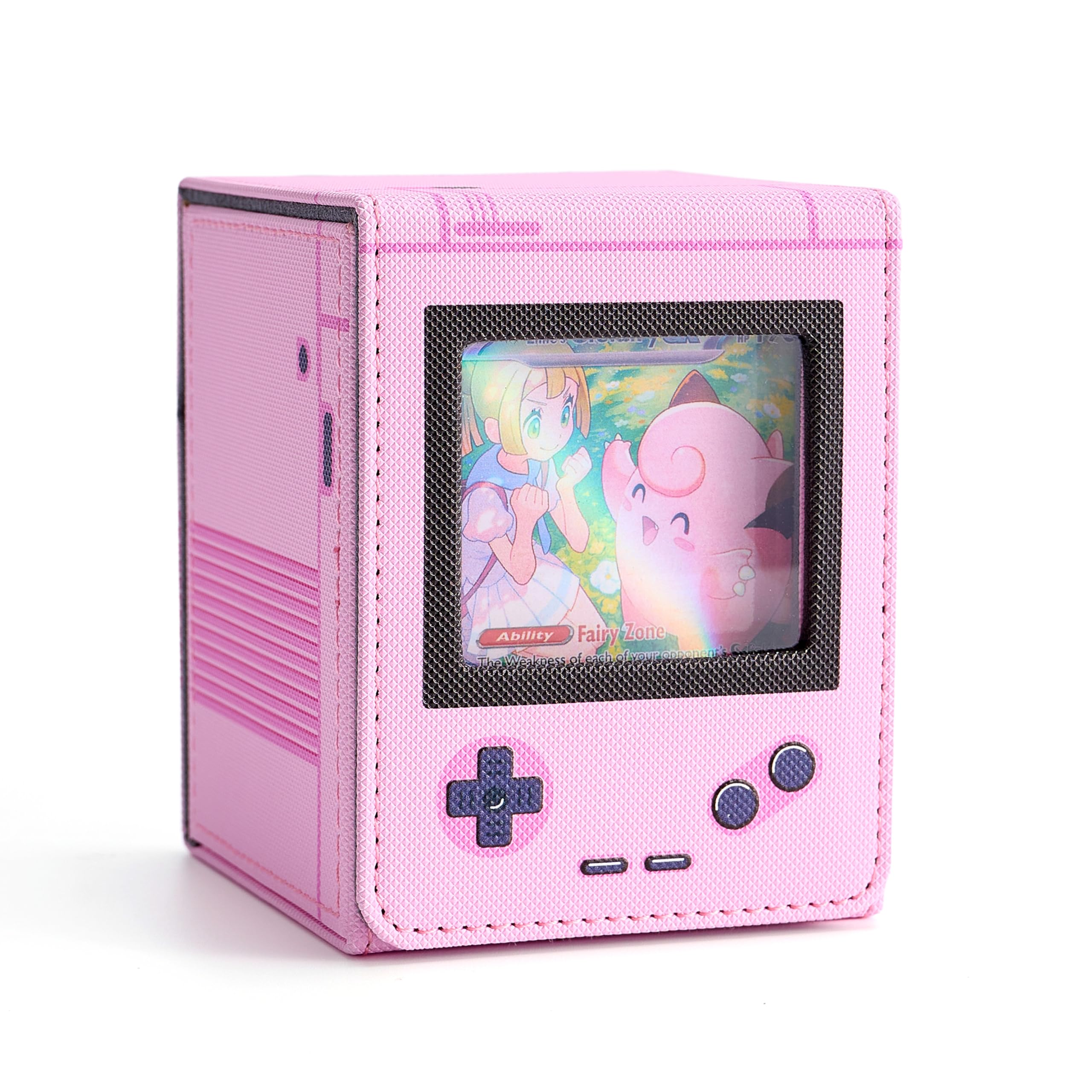 Retro Gaming Console Appearance MTG Deck Box with Commander Display, Card Deck Case Fit 120 Single Sleeved Cards, PU Leather Magnetic Card Storage Box