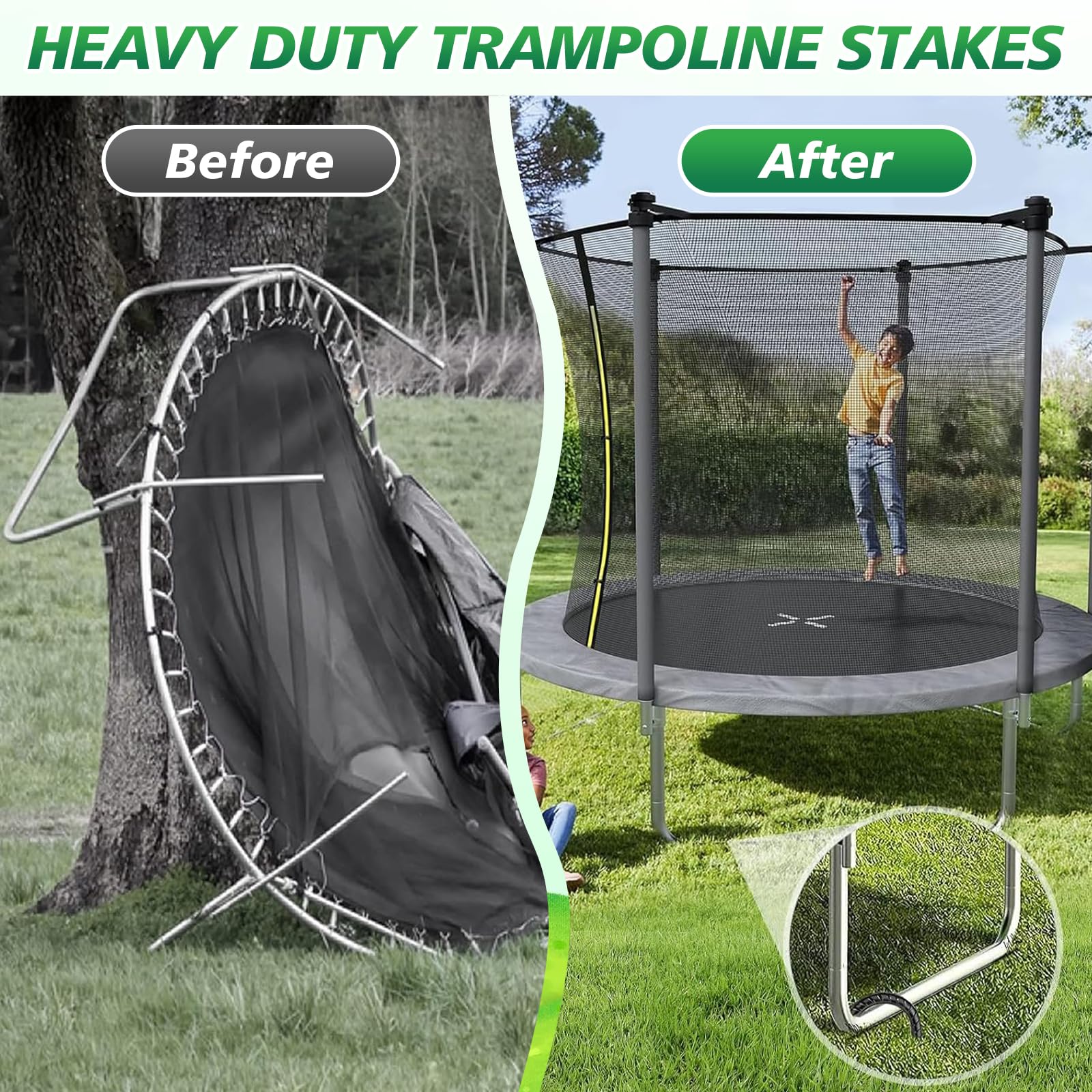Kotwa gruntowa trampolina zestaw do trampoliny – bardzo bezpieczne wykonanie premium – kotwa do trampoliny