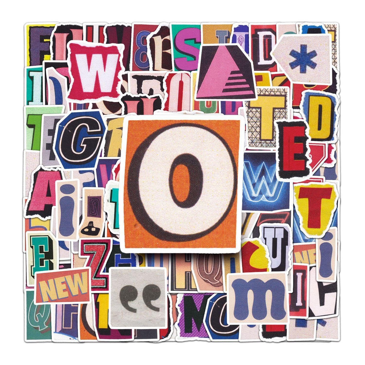 FFDHWU 200 Alphabet Stickers, Alphabet Graffiti Stickers, Retro Decorative Stickers, Suitable For Luggage, Guitars, Notebooks