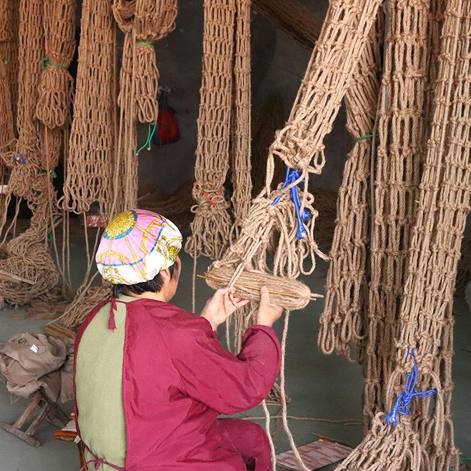 Child Safety Net, Ceiling Background Wall Decoration Multi Purpose Decorative Fences Automotive Spider Cargo net Garden Netting Rope Netting (Size : 1 * 1m/3.3 * 3.3ft)