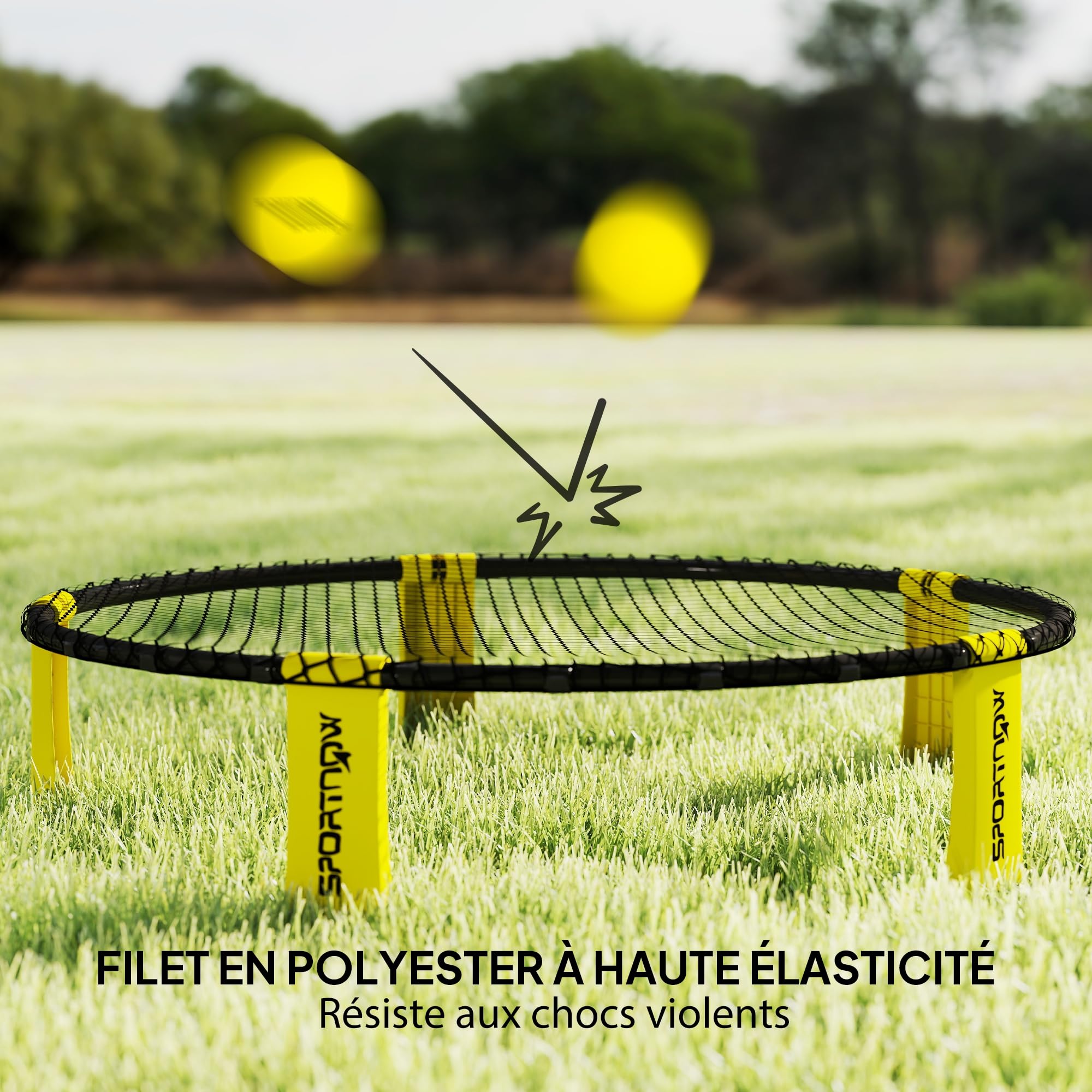 SPORTNOW Set Complet pour Mini Volleyball Spike avec Filet 3 Balles Jaune | Pompe, Sac de Transport, Facile à Installer, Jeu d'Extérieur, pour Adultes et Adolescents