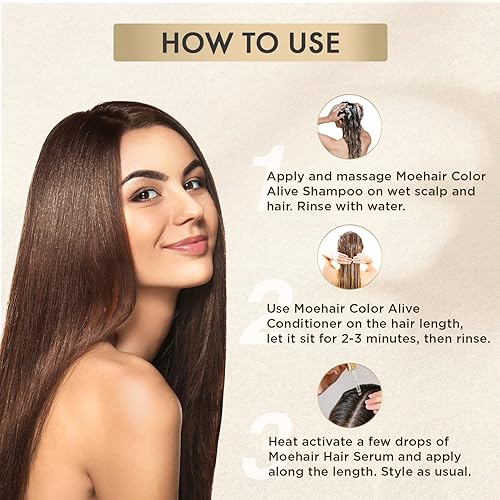 Miniatura 5 de MOEHAIR Paquete de viaje para cabello teñido - Champú, acondicionador y suero alisador de cabello Color Alive  Solución completa para el cuidado del