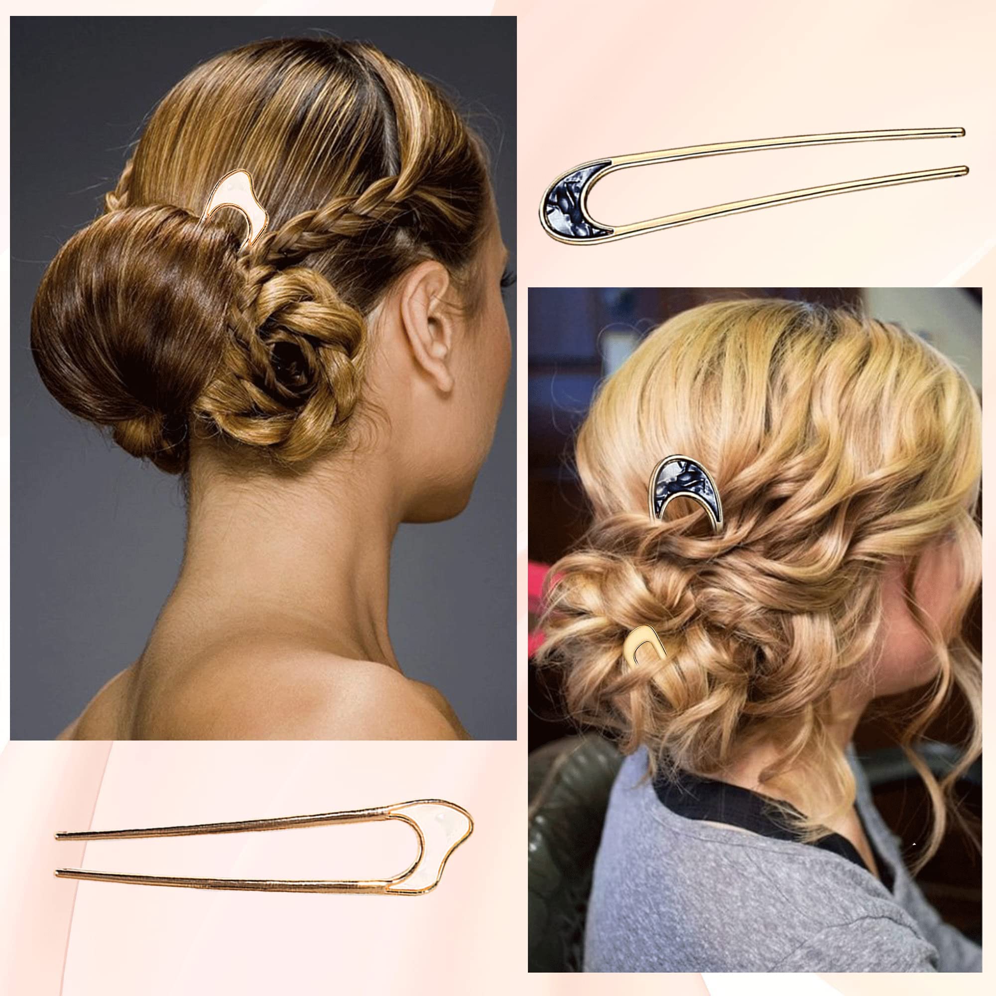 Hair Pins, 6PCS U-Shaped Hair Pin Set Fiona Franchimon Hairpin