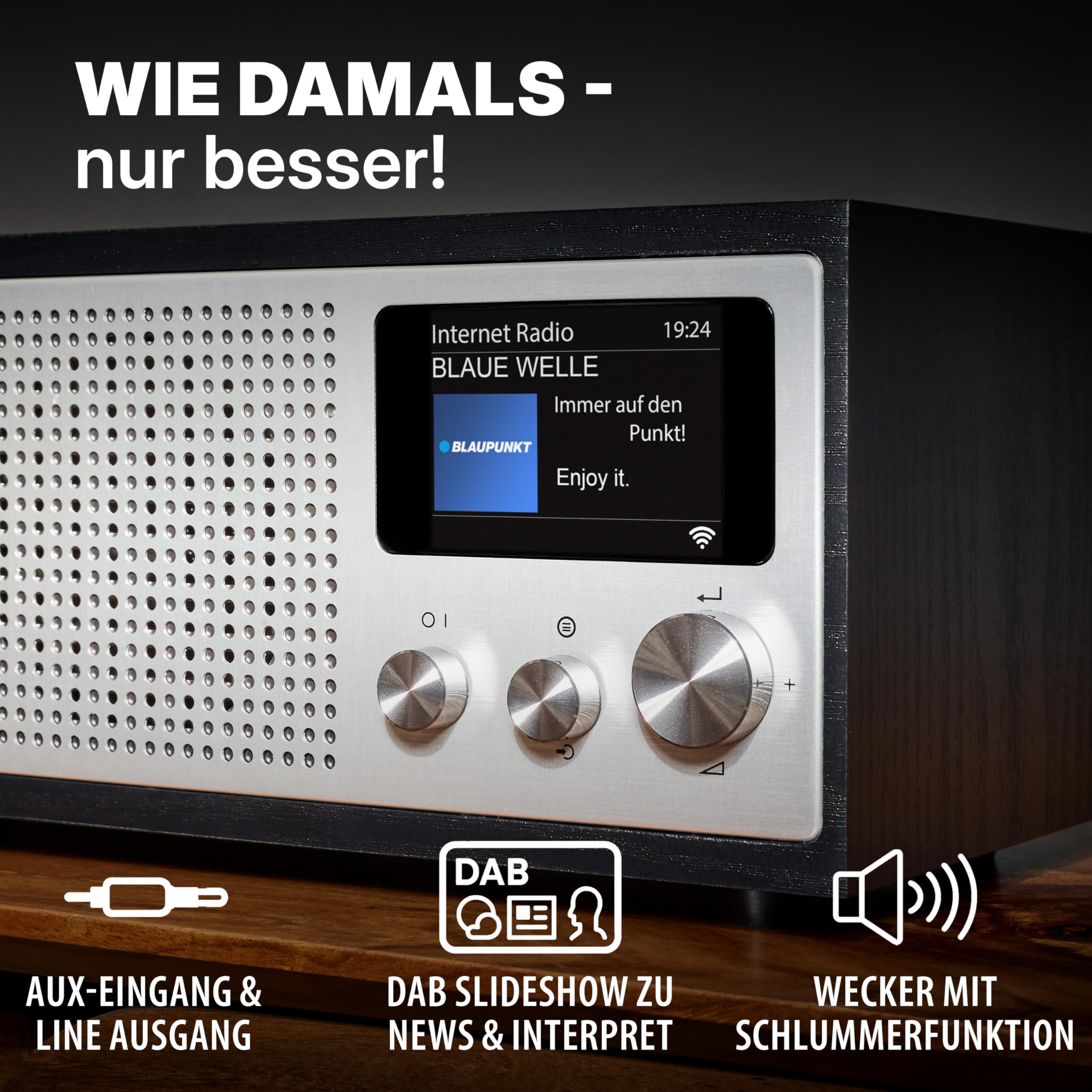 Blaupunkt Napoli 400 Internetradio, DAB+ Radio WLAN, Stereo Radio Retro Design, WiFi/WLAN mit Bluetooth & LC-Farbdisplay, Internetradio Stereo für Küche Wohnzimmer