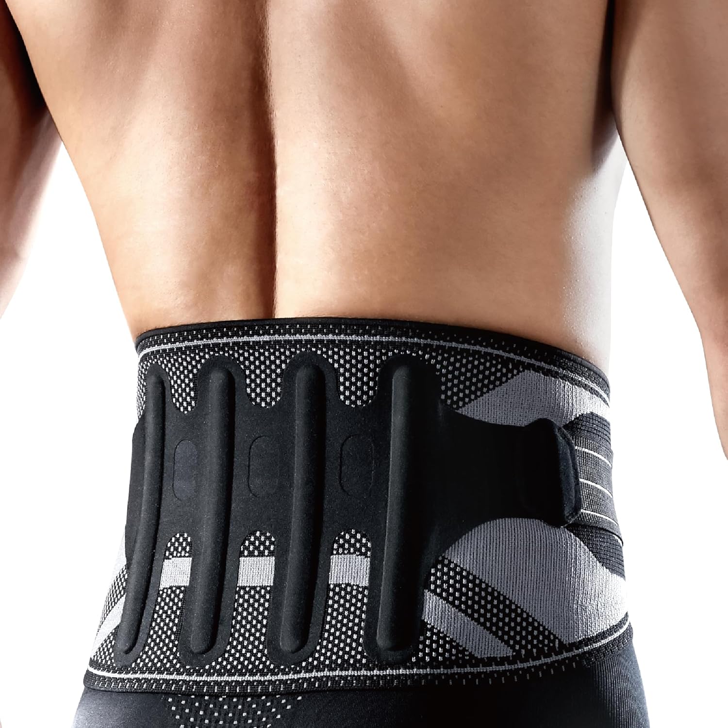 LP SUPPORT Lumbar Back Brace for Lower Back Support - 4 Semi-Rigid Stays with Bilateral Straps, Breathable Knit - For Weightlifting, Heavy Lifting - Men & Women (Extra Large)