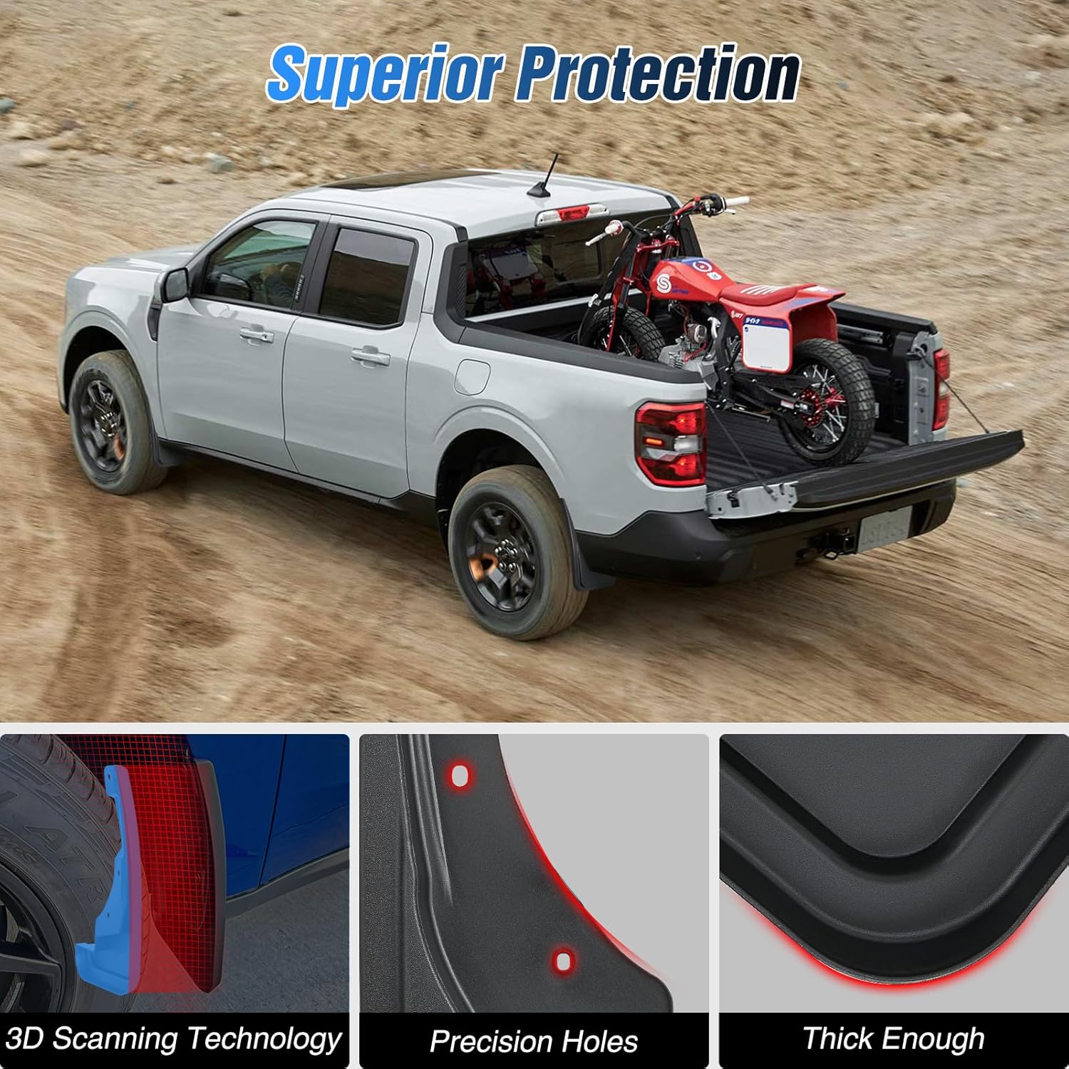 Nilight Mud Flaps for Ford Maverick 2022 2023 2024 2025 2026, No Drilling Precision Fit Exterior Accessories Heavy-Duty Splash Guards Protection, Front & Rear Set