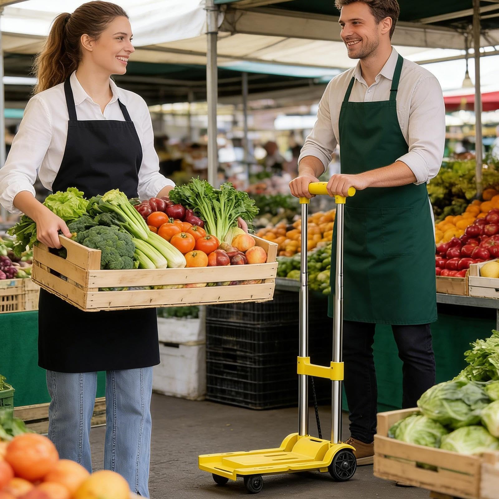 Carrello A Mano Capacità 100 kg con Ruote Portatili per Trasporto Mobile | Altezza Regolabile Per Bagagli per la Spesa, l'Aeroporto, i Viaggi, il Garage e il