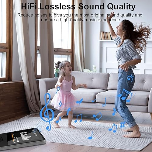 Miniatura 4 de Reproductor de MP3 con Bluetooth, mini reproductores de música MP3 de 64 GB con altavoz, compatible con reloj despertador, radio FM, función de