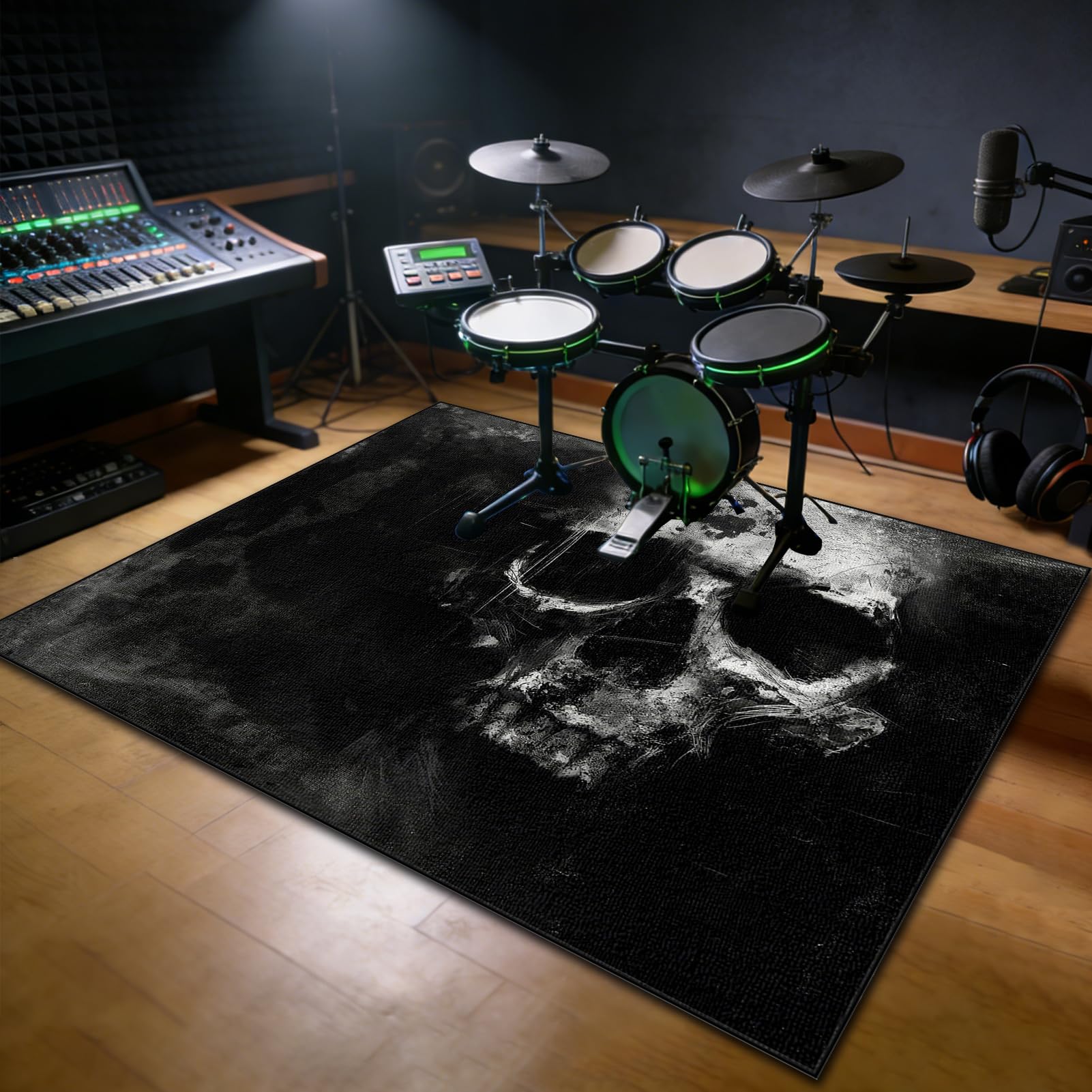 Drum Teppich Schlagzeugteppich 200 x 170 cm Elektrisches Trommel Teppiche Schallschutz Drumteppich Trommelmatte Professionelles rechteckiges elektronisches Jazz Schlagzeug Kit für Studio, Wohnung