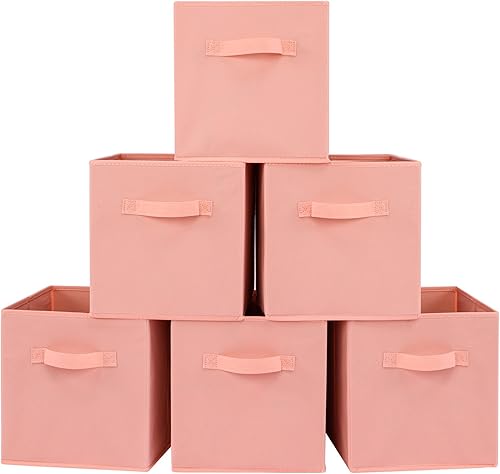 Stero Paquete de 6 cubos de almacenamiento de tela de 13 x 13 x 13 pulgadas, divertidos cubos de almacenamiento duraderos con asas, canastas