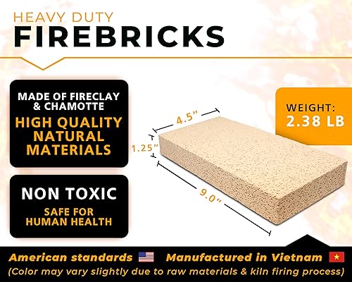 Miniatura 2 de USL - Ladrillos de fuego aislantes 2500F, paquete de 6 ladrillos refractarios para revestimiento interno, unidades de calefacción aislantes para