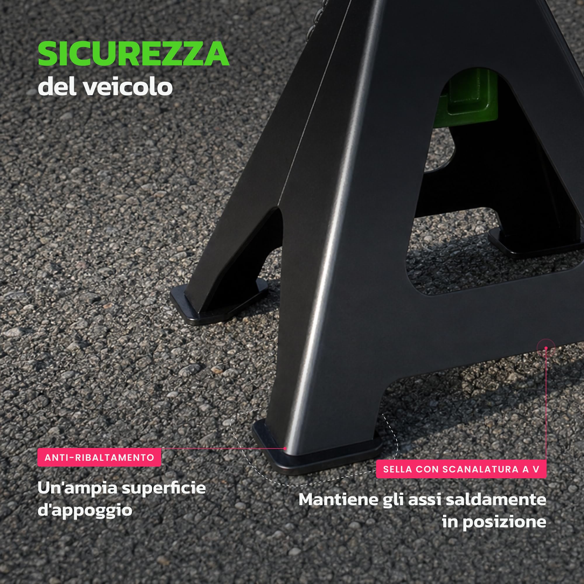 Cavalletti di supporto per auto 6 tonnellate, cavalletto per cric stabilizzante, confezione da 2, per auto solleva fino a 6 tonnellate, per un totale di 6 tonnellate