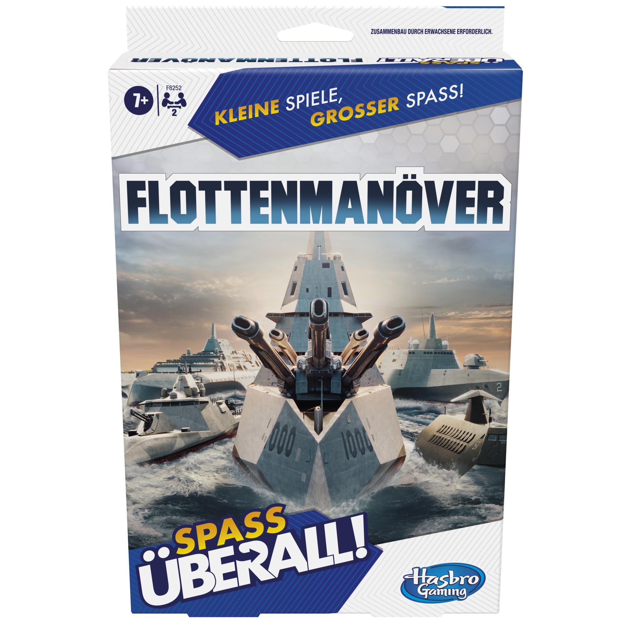 Hasbro Gaming Flottenmanöver Kompakt, Reisespiel für 2 Spieler ab 7 Jahren, klassisches Schiffe versenken, Reisespiele Erwachsene & Kinder