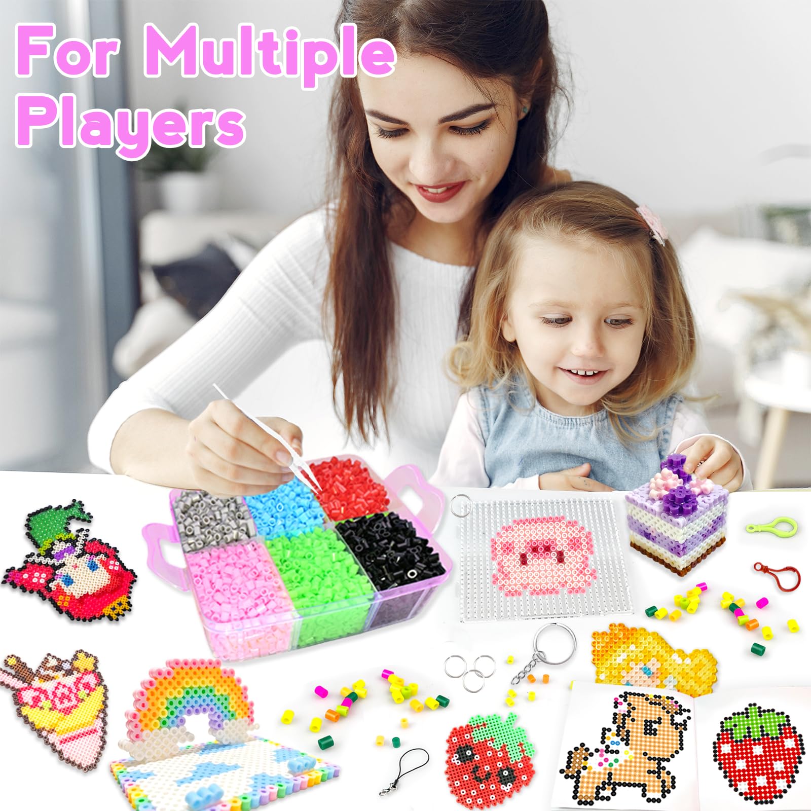 Set De Perles à Repasser,11000 Pièces Perles De 5MM Avec Boîte De Rangement, Plaque Perle Papier à Repasser,Guide d'utilisation,Décoration DIY de Bijoux,Cadeau Anniversaire Noël pour Garçon Filles