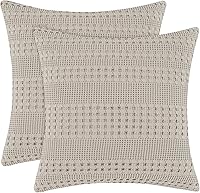 Vista 16 de PHF Fundas de almohada con tejido de gofre de 24" x 24", paquete de 2, funda de almohada cuadrada 100% algodón para decoración de ropa de cama, sin