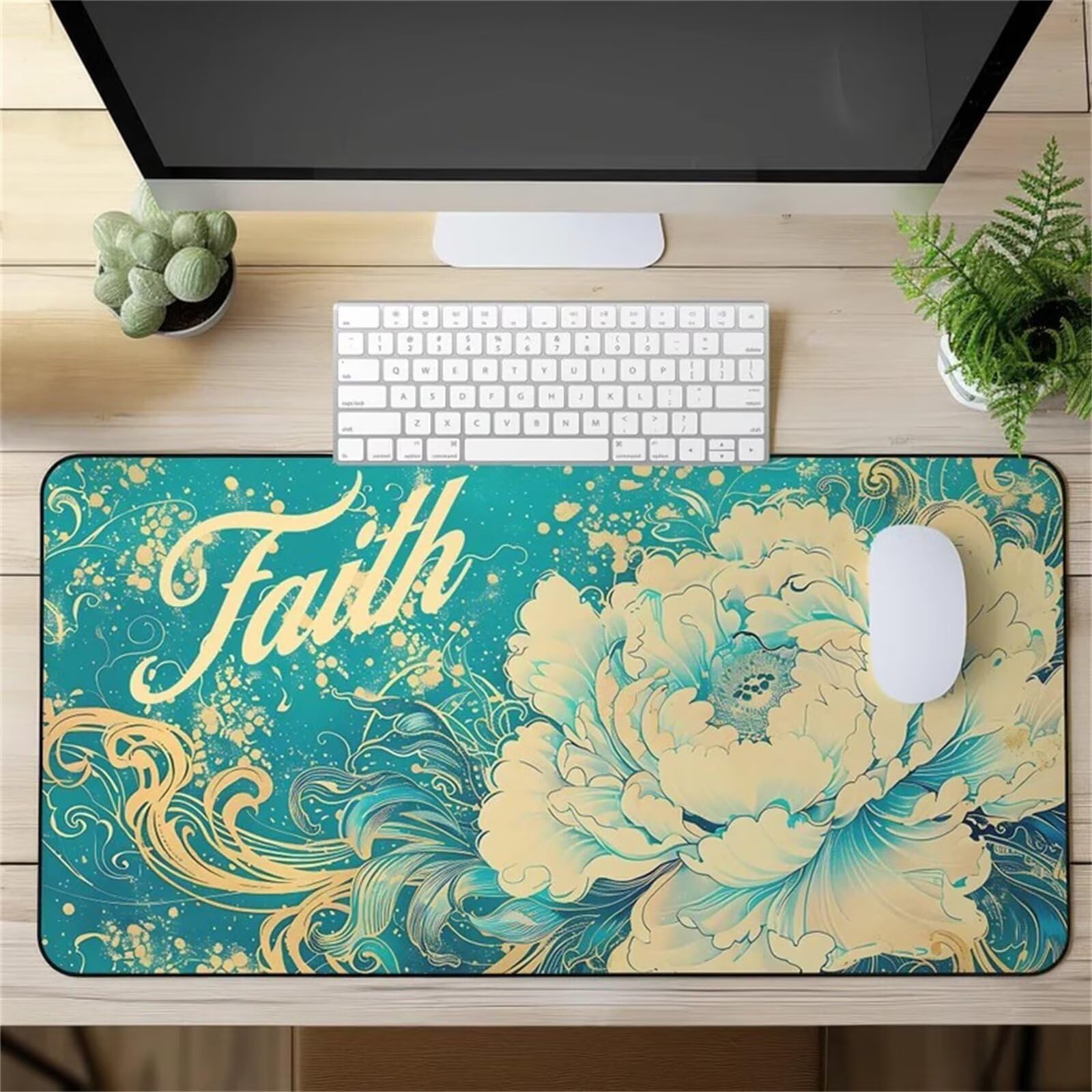 Alfombrilla Gaming XXL 1500x800mm, Alfombrilla Ratón Gaming con Base de Goma Antideslizante y Bordes Cosidos, Mouse Pad Duradera y Cómoda para Jugadores, PC y Portátil(Peonía Azul)