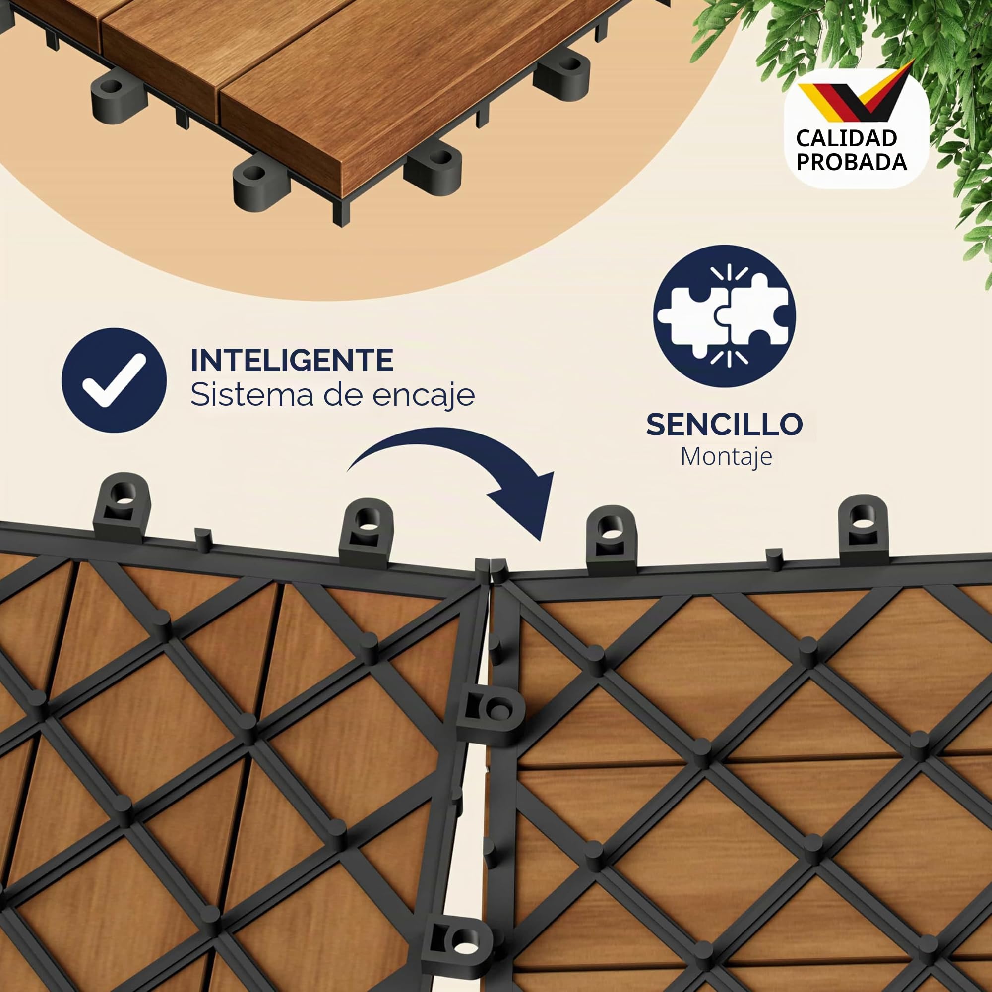 Casaria 22x Baldosas de Madera de Acacia Mosaico 30x30cm 2m² Certificado FSC® Losetas Jardín Terraza Balcón