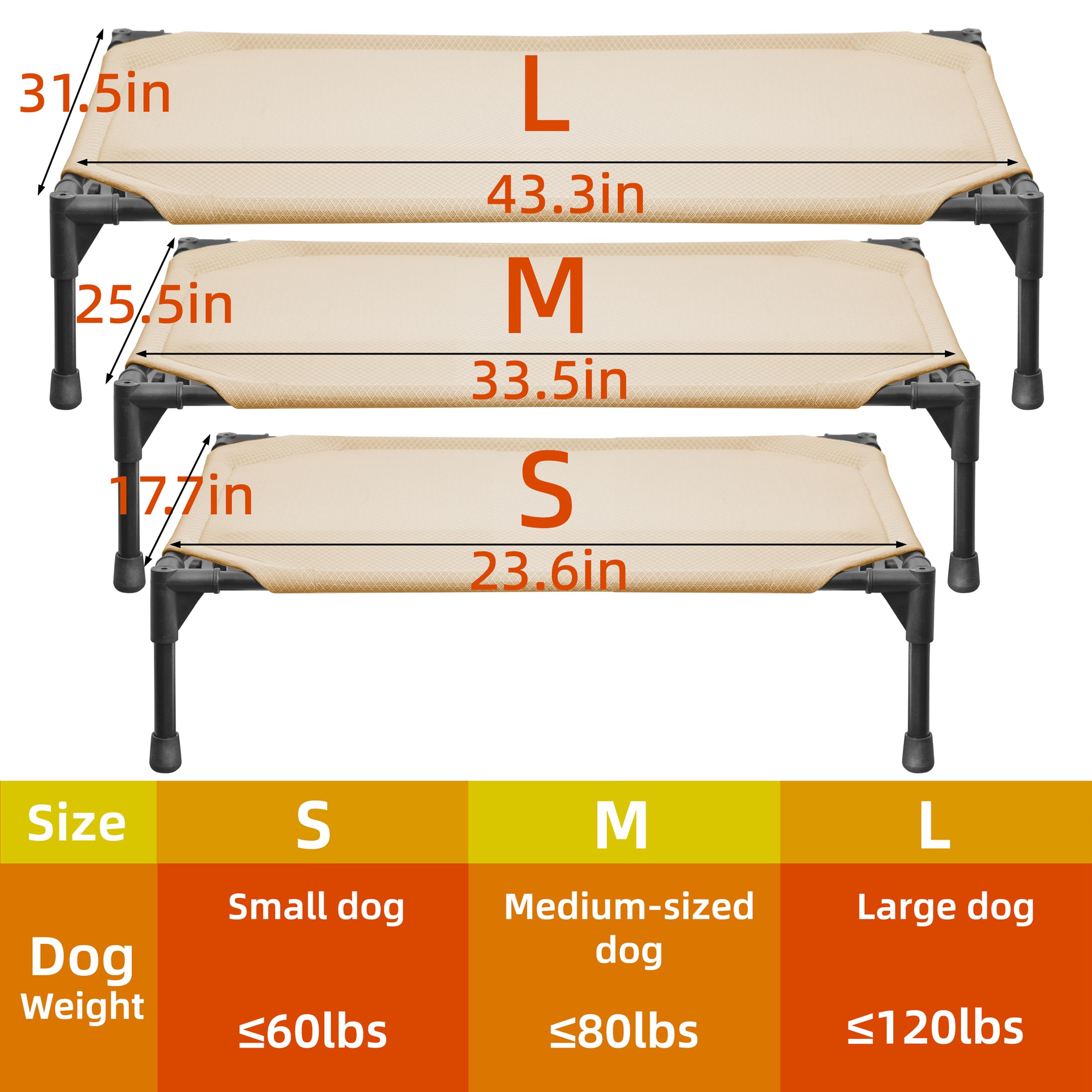 Erhöhtes Hundebett Mit Netzgewebe – Wasserabweisend, Kühlend & Rutschfest, Für Hunde Bis 36 Kg, 84,6 Cm