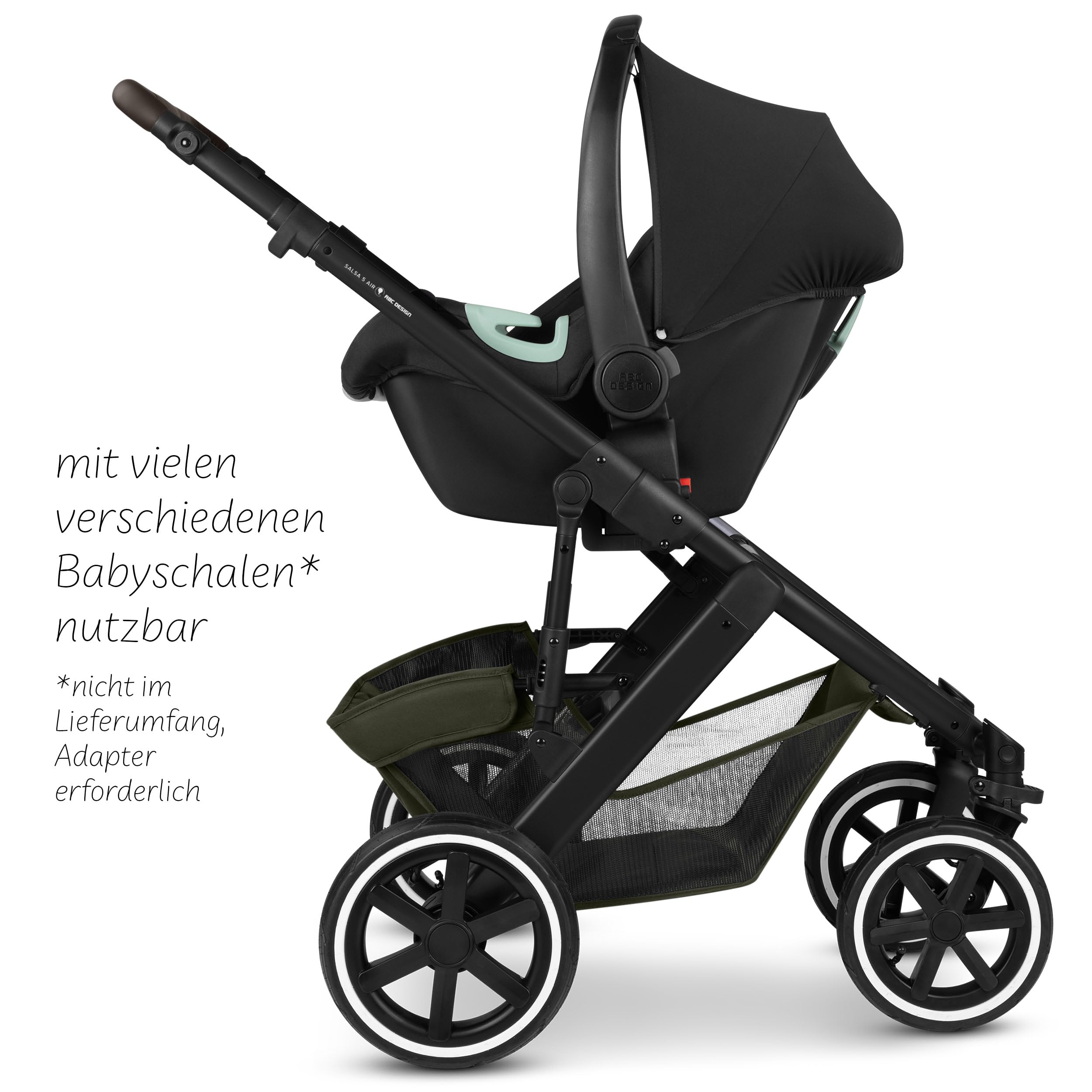 ABC Design Kinderwagen Salsa 5 Air Avocado - 2in1 Kombi-Kinderwagen ab Geburt mit Luftreifen, Federung & großer Babywanne