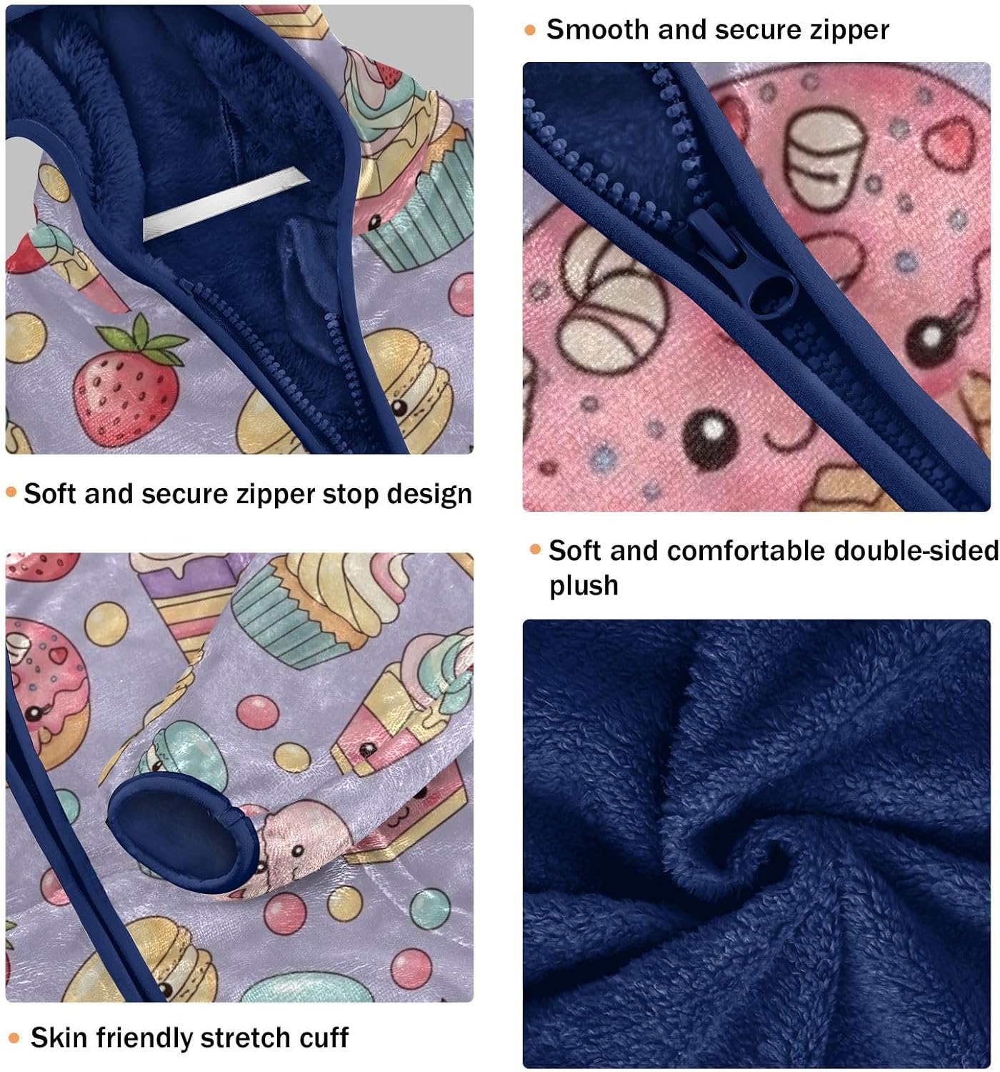 GuoChe Sweet Desserts Pattern Light Jackets Toddler Children Plush Coat