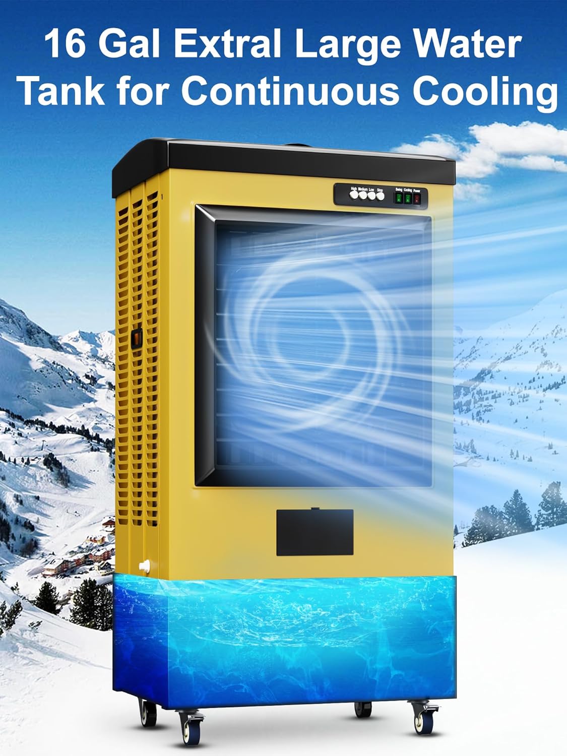 Uthfy 48" 6500 CFM Swamp Cooler, Large Evaporative Cooler with 19 Gal Water Tank, 3 Speeds, 120° Oscillation, 5 Ice Packs, Metal Frame Portable Air Conditioners for Outdoor, Patio, Shop, Yard, Factory