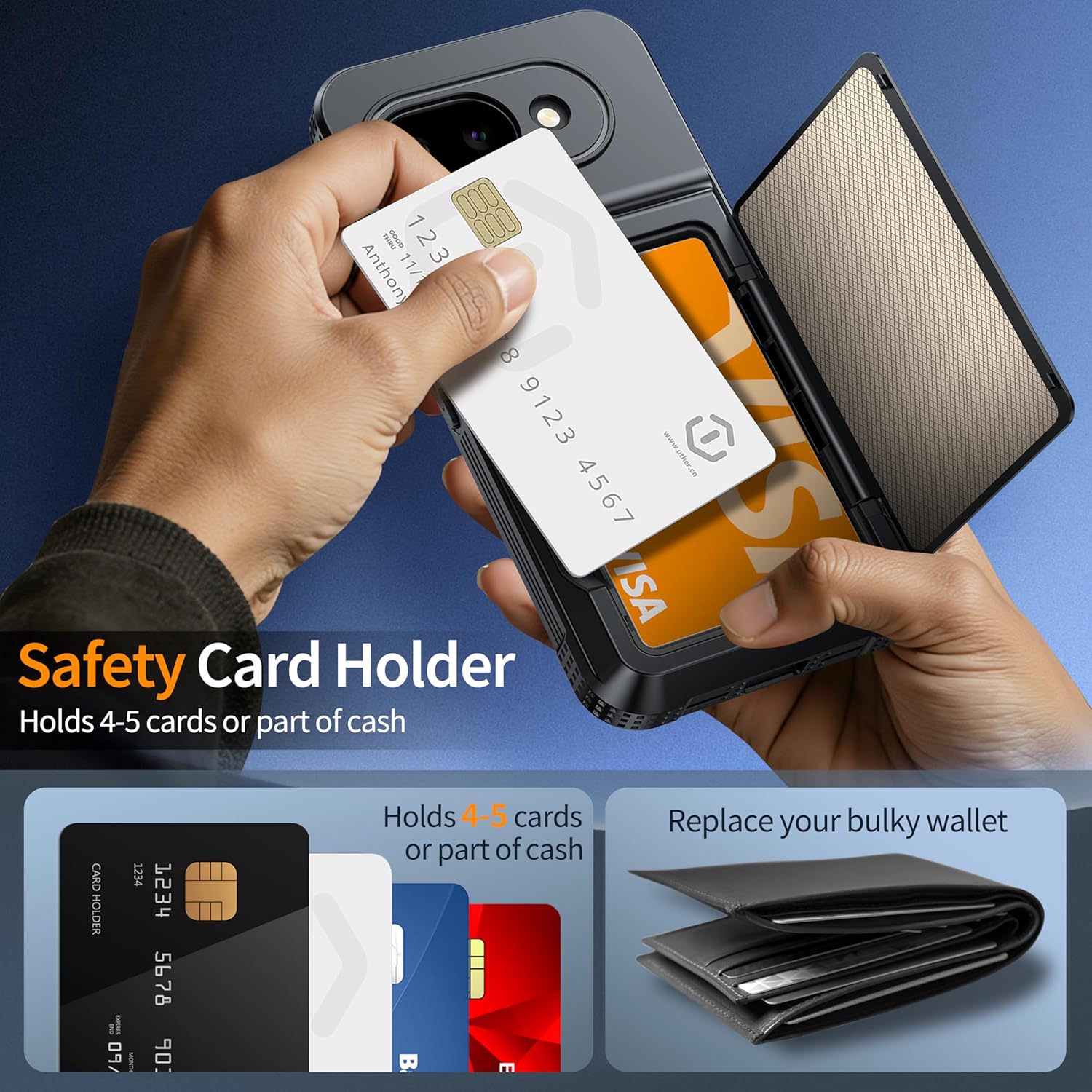 Oneagle Wallet for Google Pixel 10a Case with Card Holder (4-5 Cards) [RFID Blocking] Full Camera Protection, with Metal Kickstand 15FT Mil-Grade Shockproof Heavy Duty Pixel 10a Phone Case 6.3", Black
