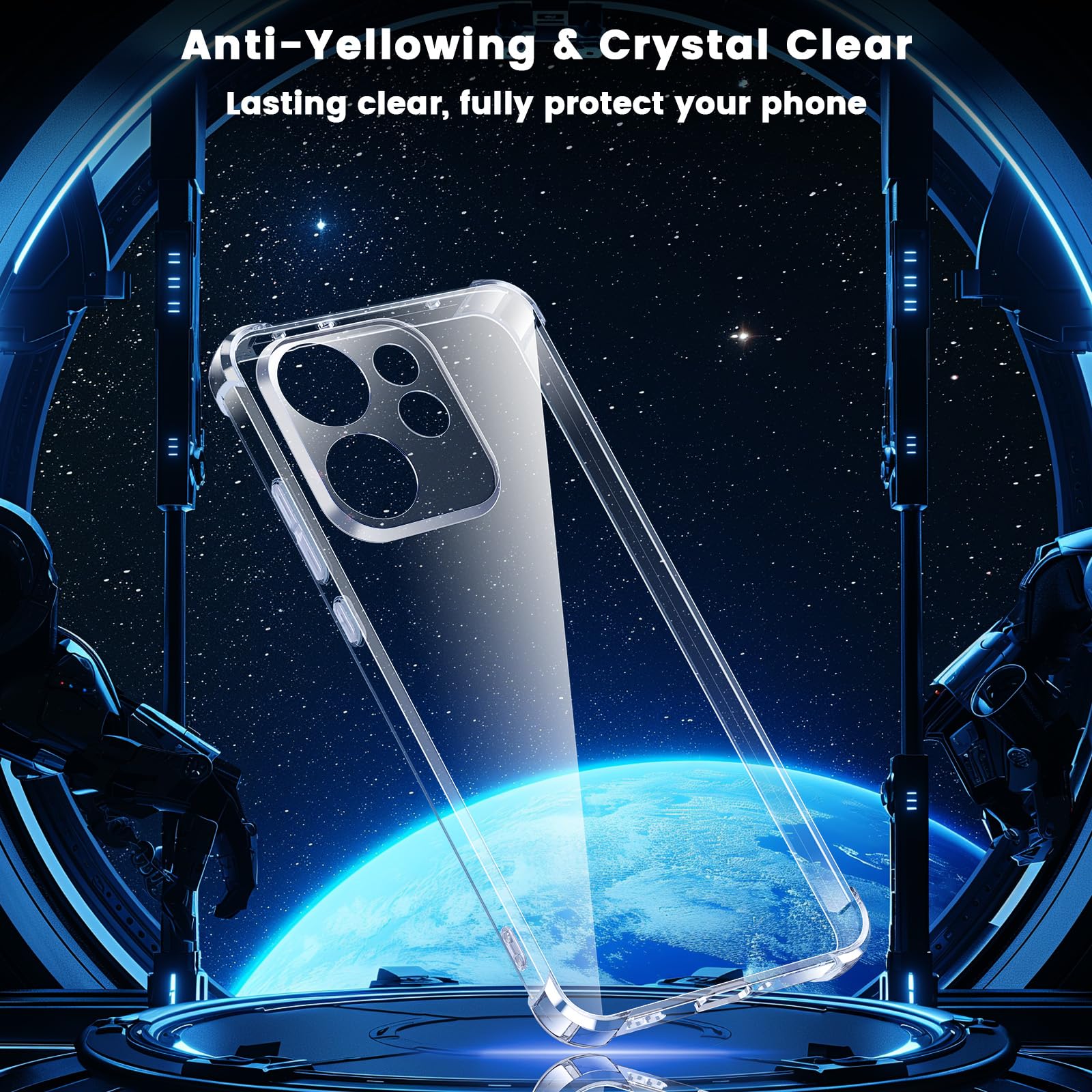 Yohii Cover per Oppo Reno15 F/Reno 15 FS 5G (No per Reno15) con 2 Pezzi Vetro Temperato, [Protezione Fotocamera] Custodia Antiurto Chiaro, TPU Morbido Antigraffio Anti Ingiallimento Case, Trasparente