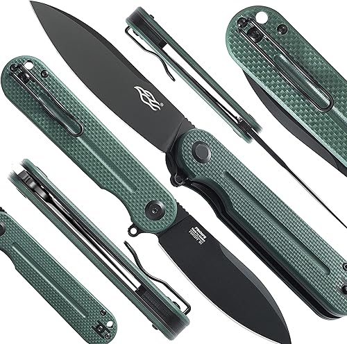 Miniatura 4 de Firebird Ganzo FH922PT-GB - Cuchillo de bolsillo plegable con rodamiento de bolas, D2, hoja negra, G10, mango antideslizante con clip, equipo de