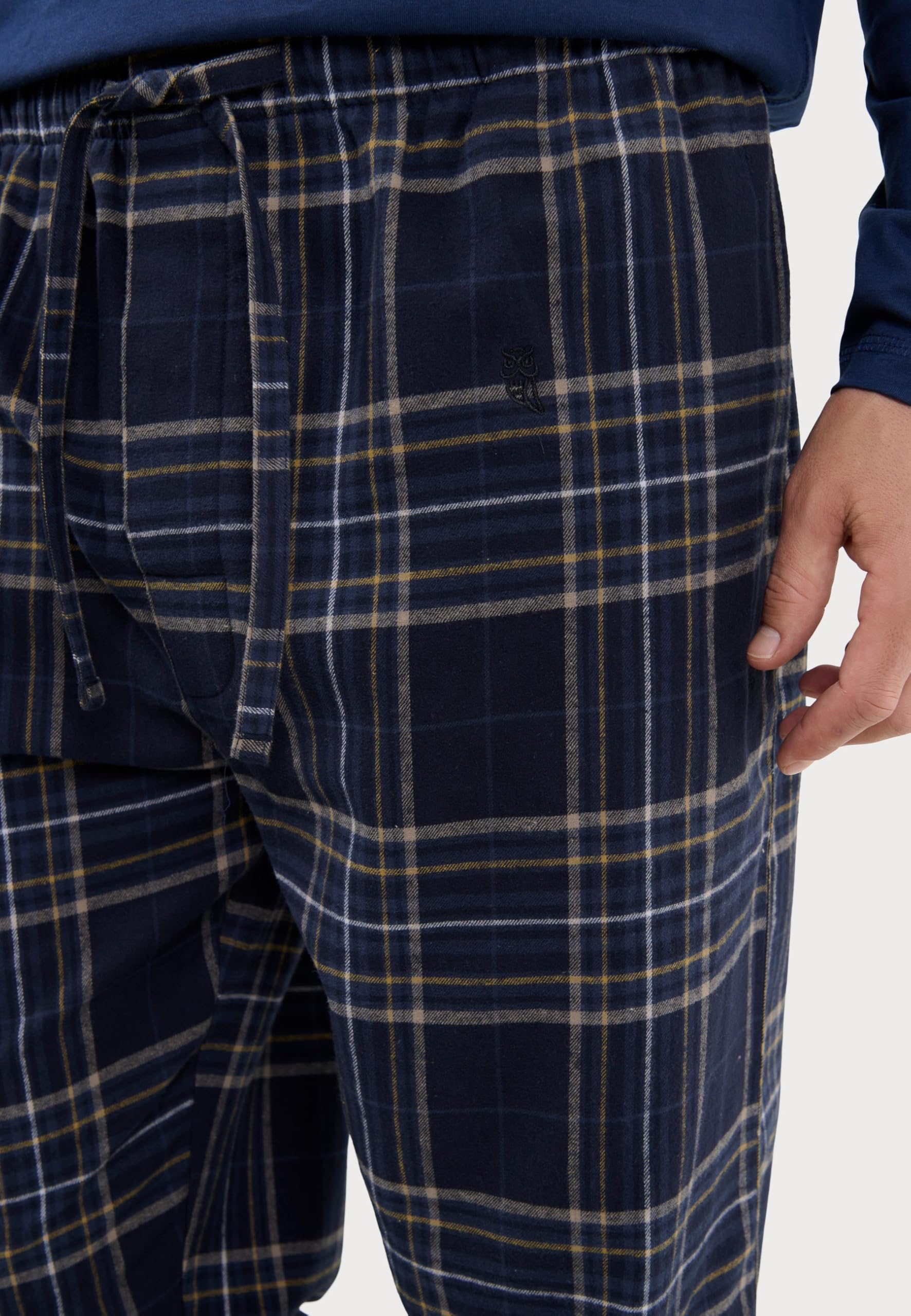 El Búho Nocturno Pantalón Pijama Hombre Largo - Algodón 100% Franela Invierno o Mezcla Tela Otoño - Bolsillos Bragueta Abierta Parte Abajo Sueltos Ropa Dormir